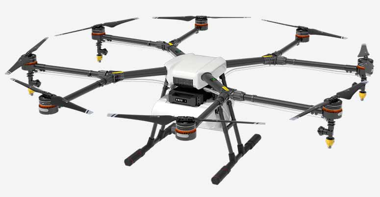 Zemědělský dron Agras MG-1S a práškování polí